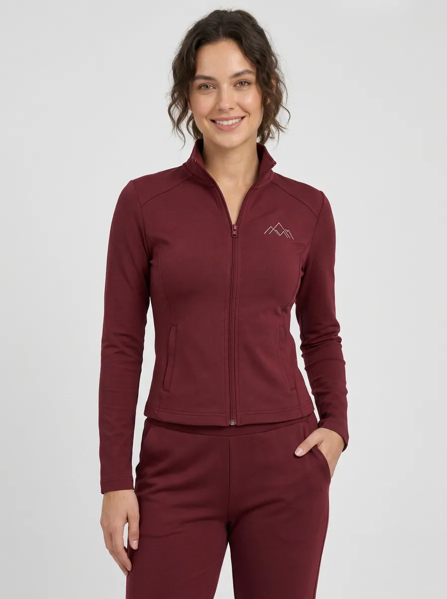 Women's Dusty Blue Mock Neck Zip-Up Jacket & Jogger Set