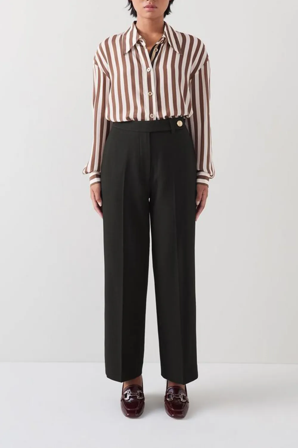 Black High Waist Wide Leg Tailored Trousers