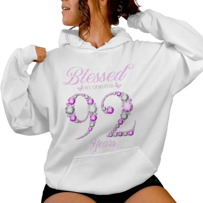 Blessed By God For 92 Years Old 92Nd Birthday B-Day Party Women Hoodie