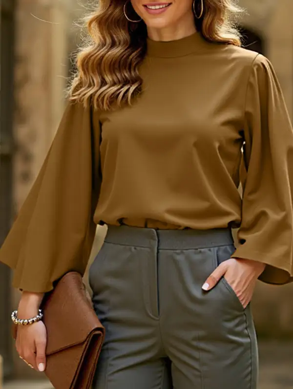 Relaxed Fit Stand Collar Shirt