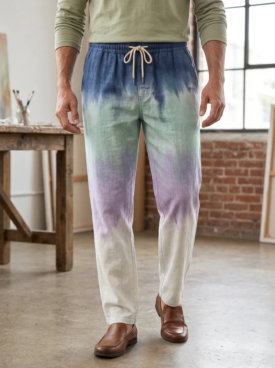 Men's Dip-Dye Drawstring Trousers
