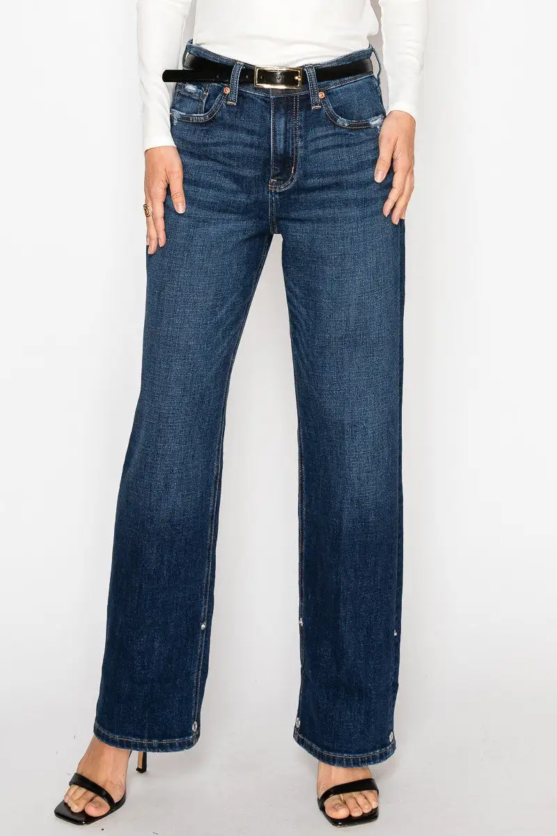 High Rise Straight Leg Relaxed Denim Jeans