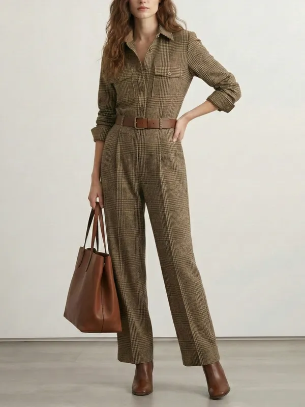 Jumpsuits Met Hoge Taille Lange Mouwen Geen Riem