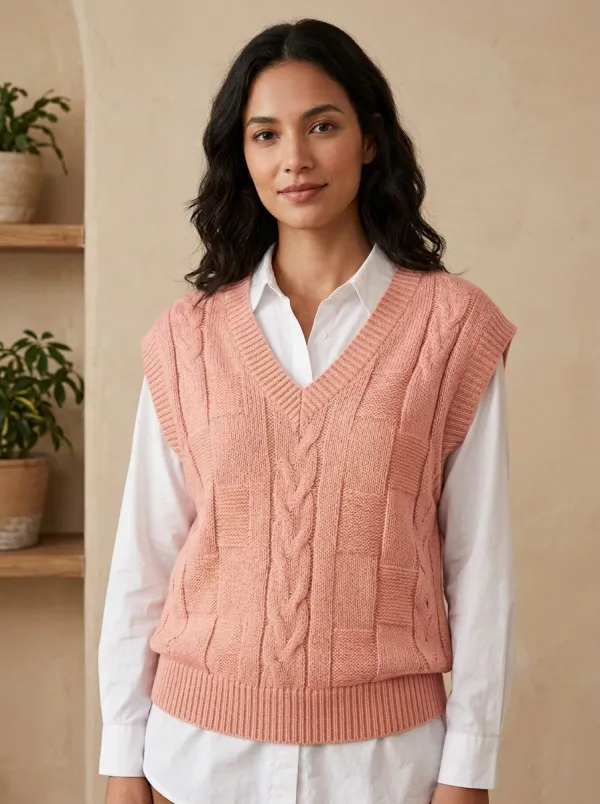 Cable Vneck Sweater Vest