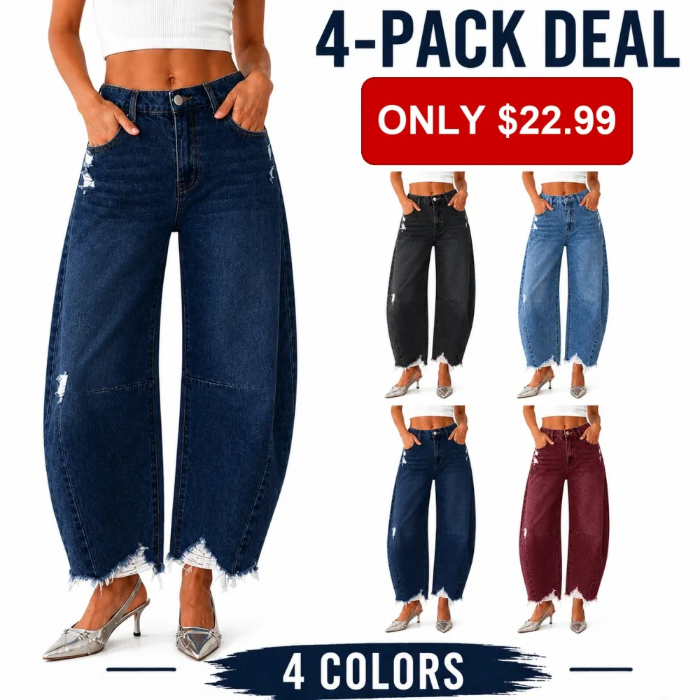 Women's Y2K Distressed Barrel Wide-Leg Jeans