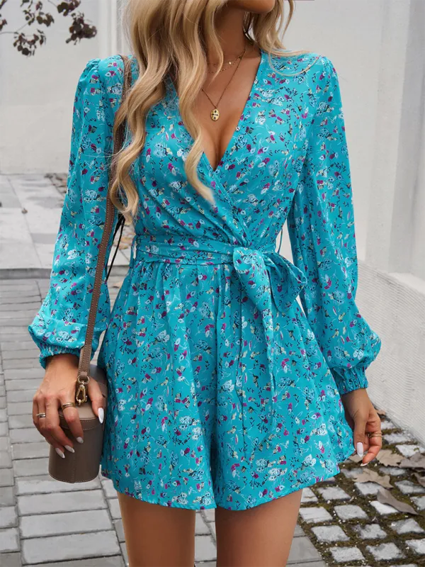 Bella Floral Long Sleeve High Waist Jumpsuit