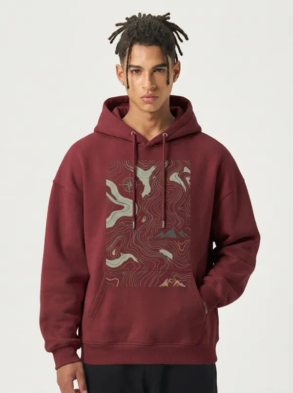 Men's Hiking Adventure Topographic Graphic Hoodie