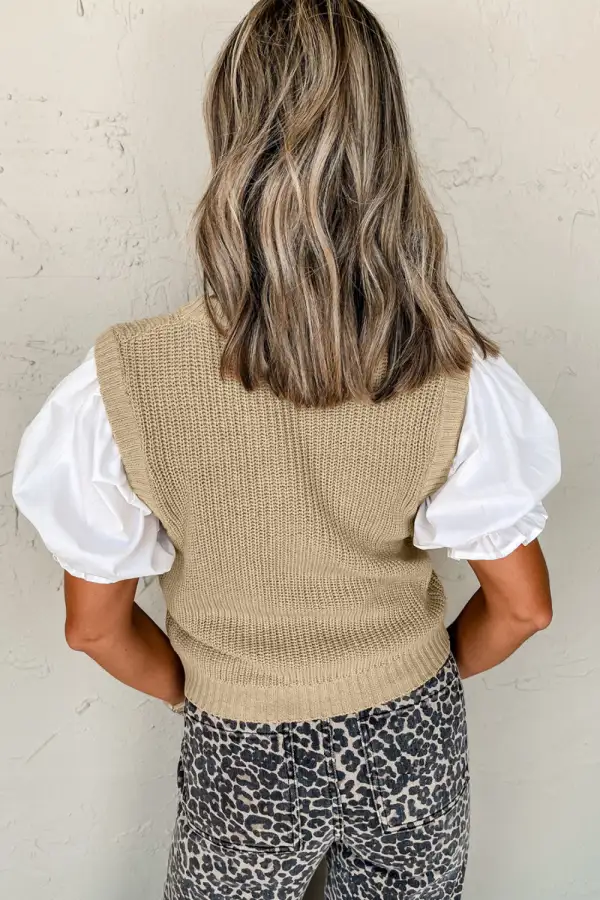 Round Neck Knit Contrast Sweater
