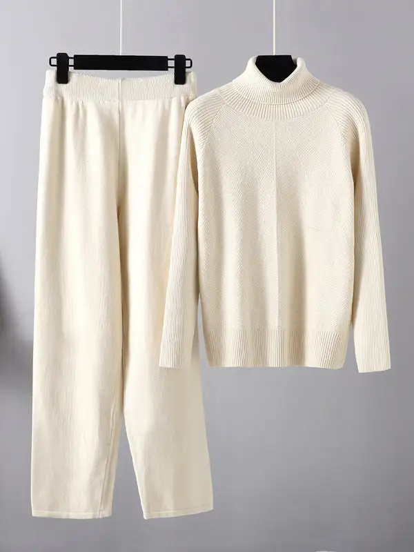 Long Sleeve Relaxed Mock Neck Sweater And Pants Set