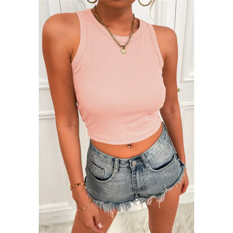 Round Neck Cropped Tank
