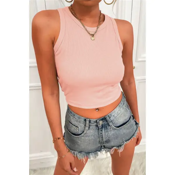 Round Neck Cropped Tank