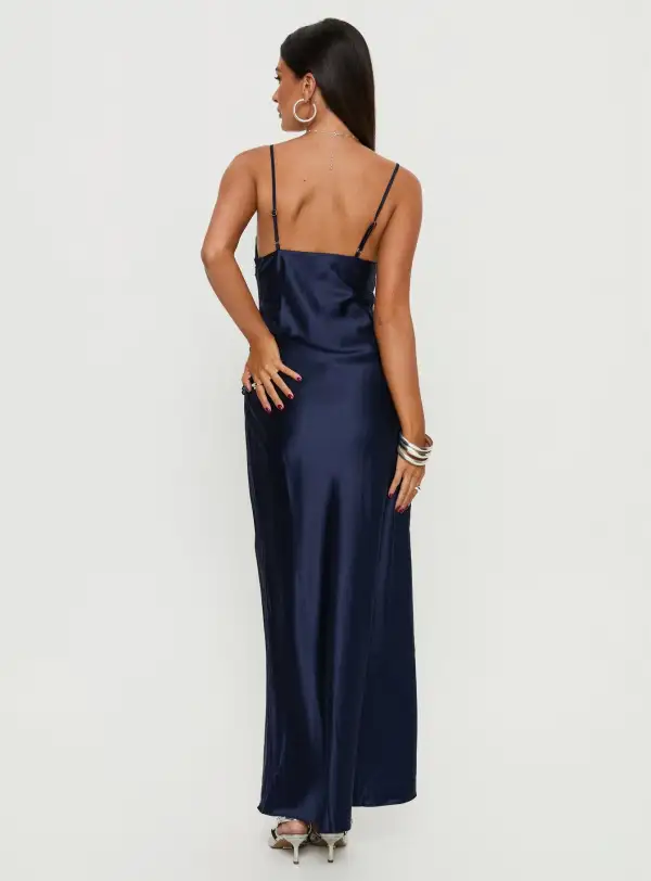 Frilled Hem Satin Look Maxi Dress
