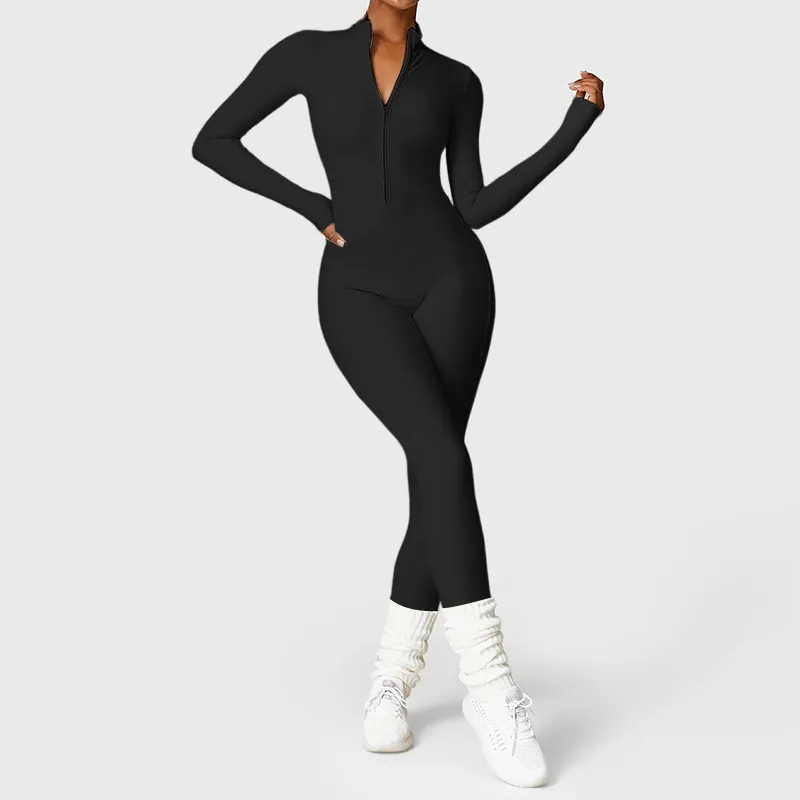 Ironfit Long-Sleeve Zip-Up Jumpsuit – Perfect for Cooler Weather!