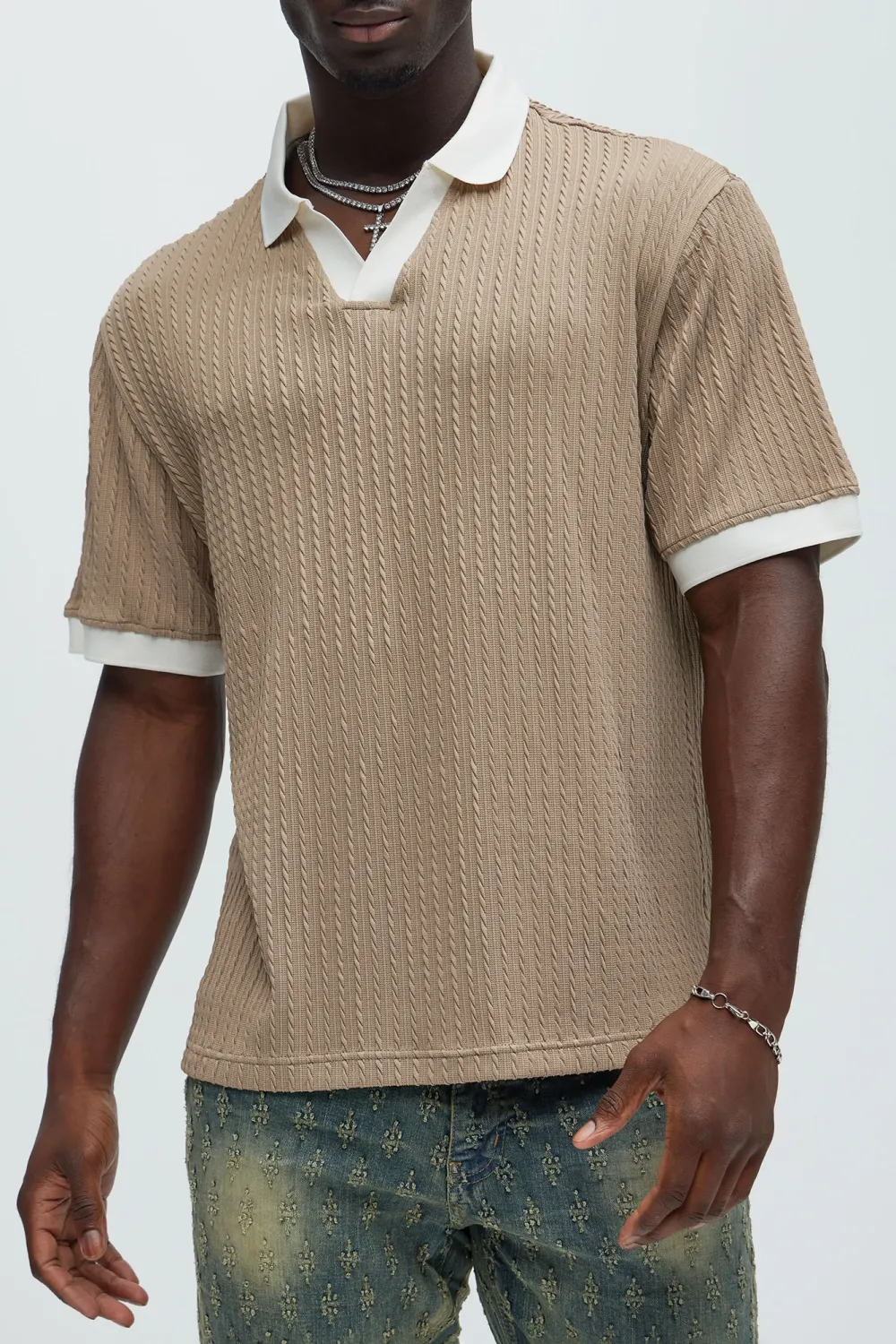 Color Block Textured Polo