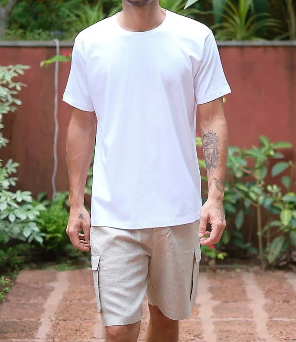 White Cotton Crew Neck T-Shirt