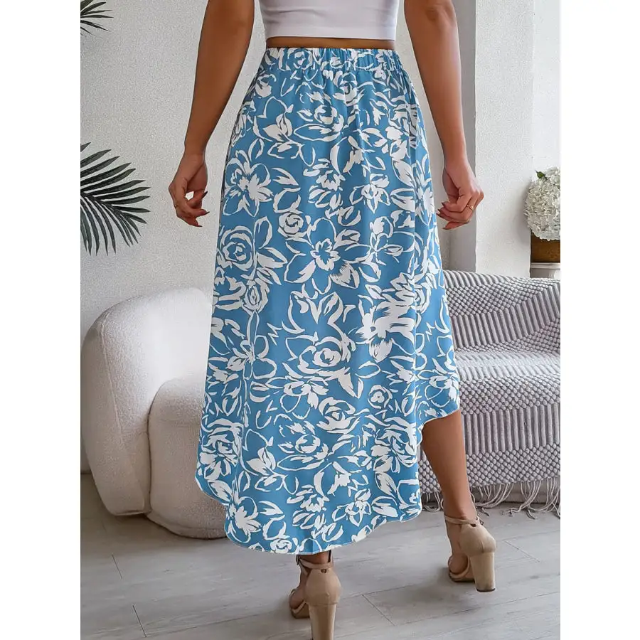 High-low Printed High Waist Skirt