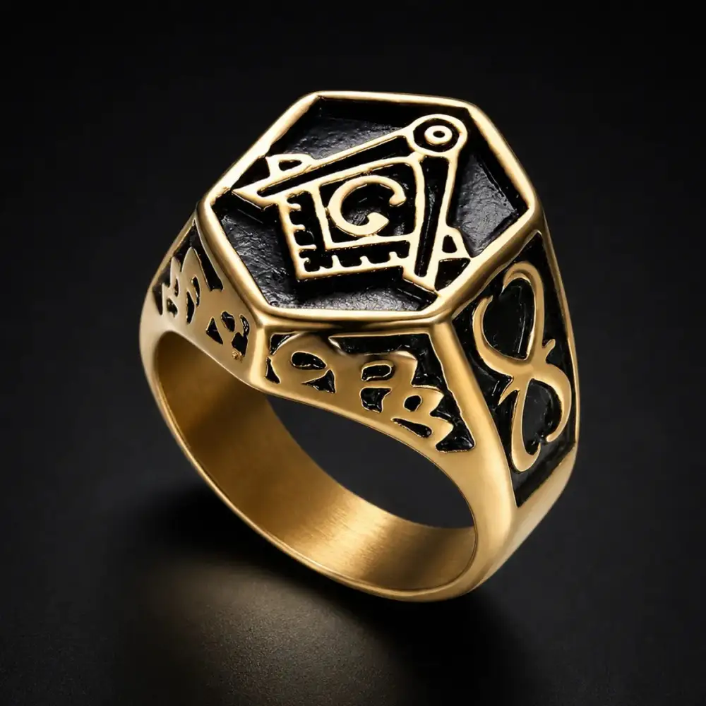 Men's Hexagon Masonic Ring