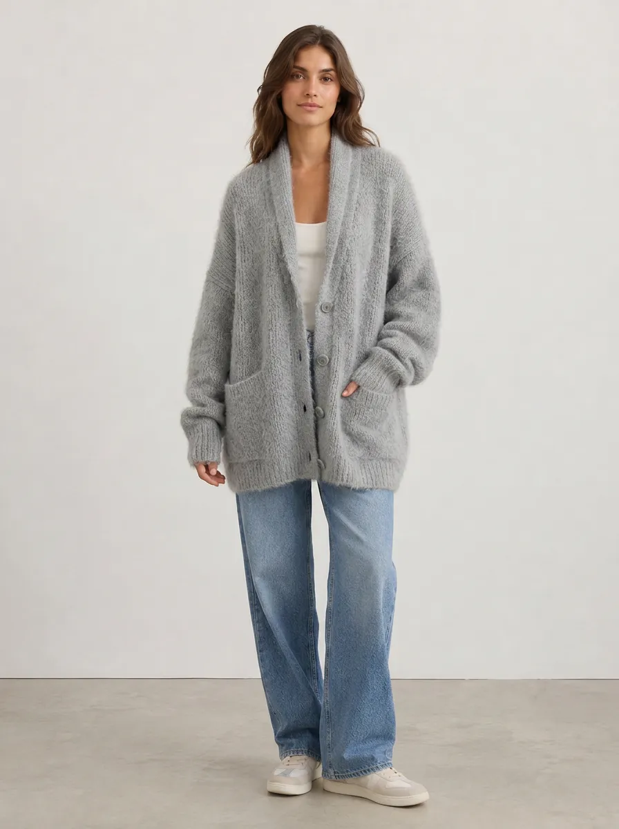 Women's Shawl Collar Button-Down Cardigan