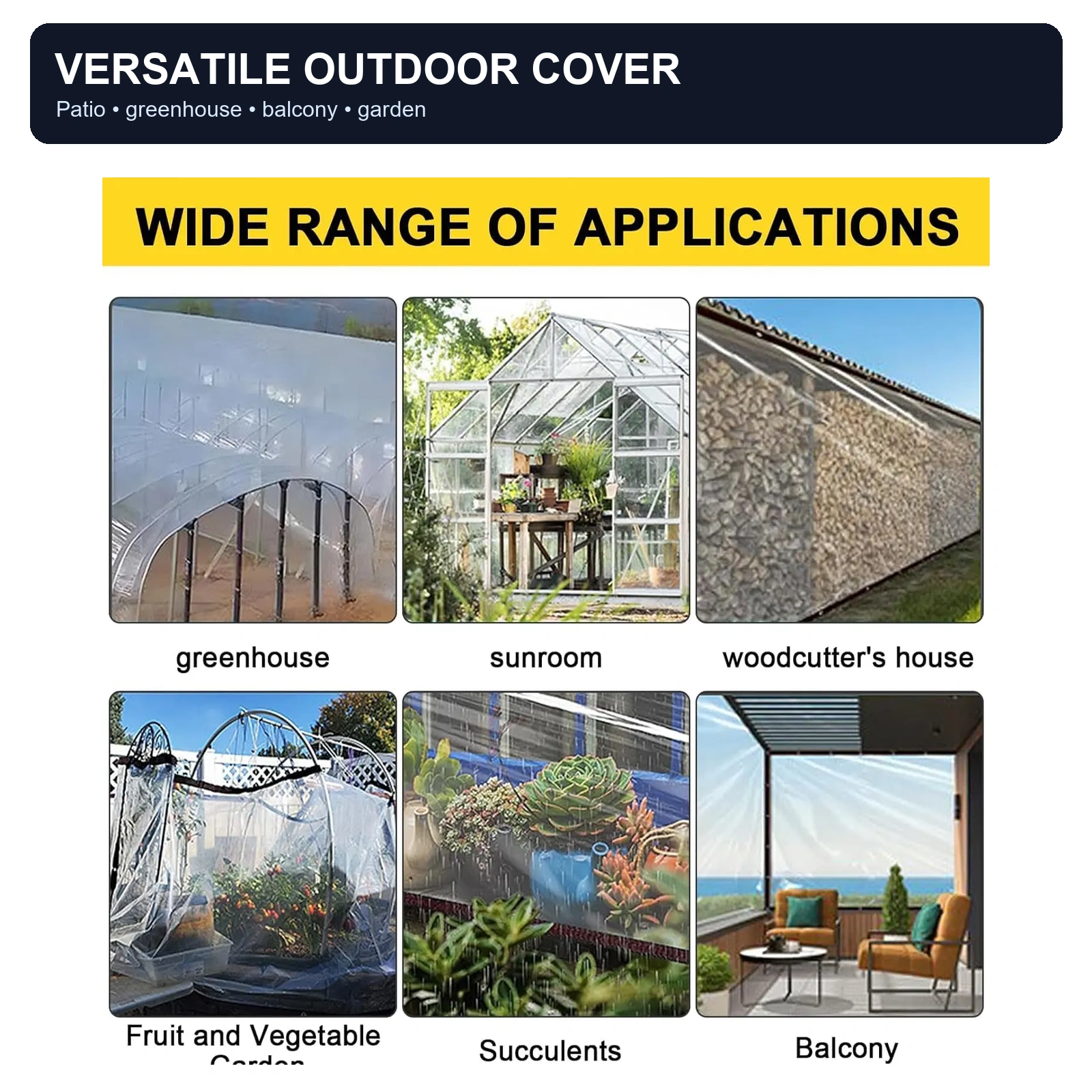 10 x 13 ft Clear Outdoor Tarp - 1 or 2 Pack - Multiple Outdoor Uses