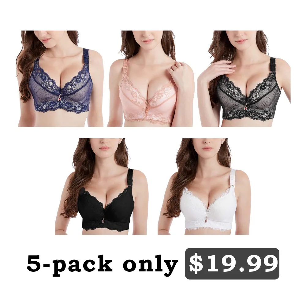 🔥Last Day 80% Off- Padded Push Up Lace Bras for Women Underwire Bras Comfort Floral