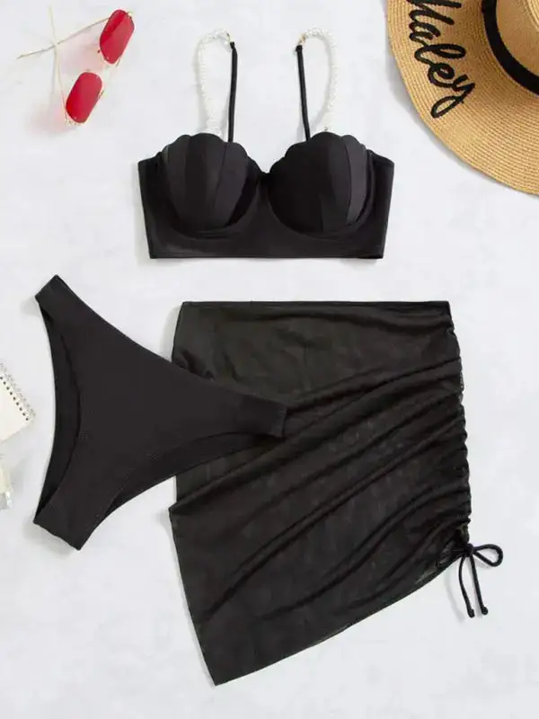 Clean Shell Shape Layered Bikini Swim Set