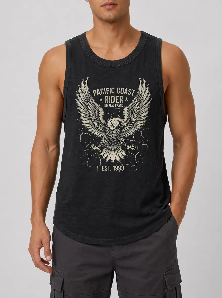 Men's Pacific Coast Rider Eagle Graphic Printed Tank Top
