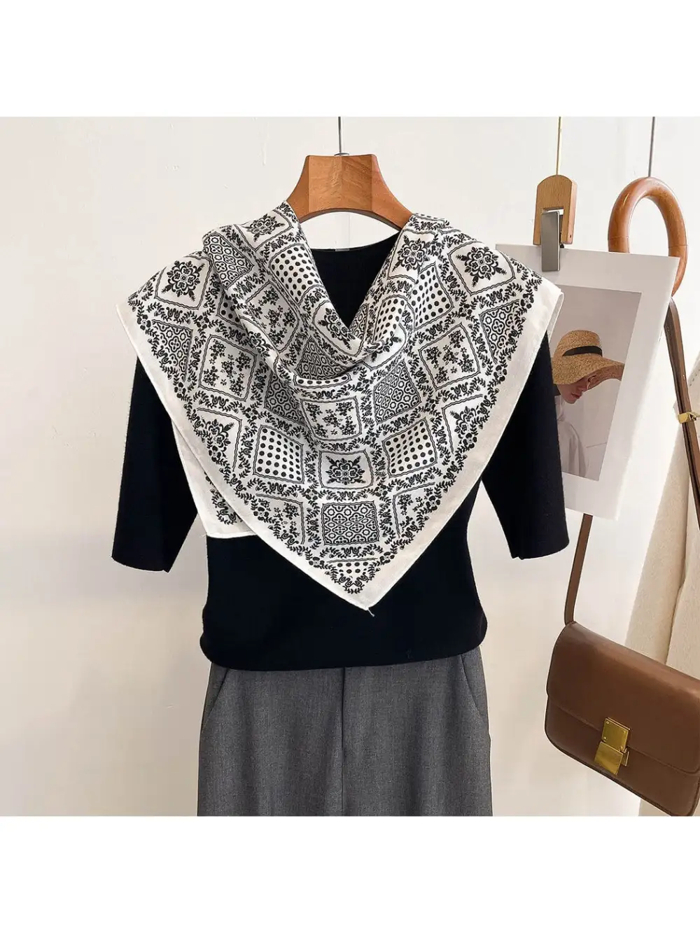 Mixed Floral Dot Patchwork Square Scarf
