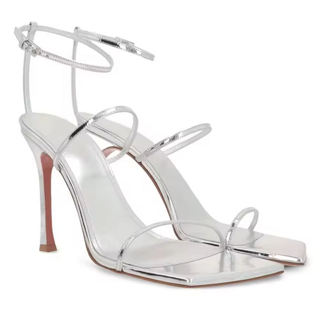 Celestia Silver T-Strap High Heels