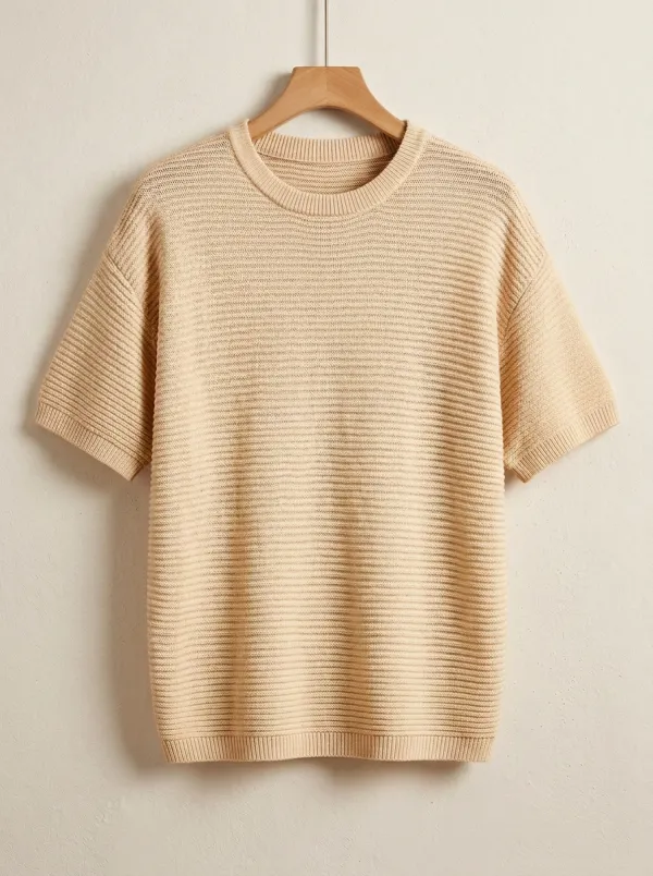 Modern Weekend-Look Men's Knit Crew-Neck T-Shirt