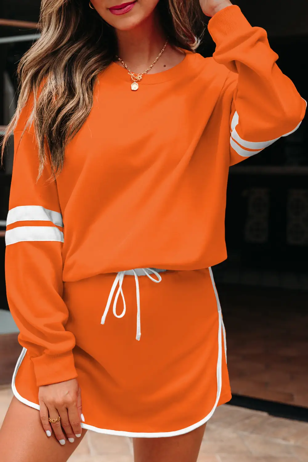 Curve Printed Varsity Detail Coordinated Set