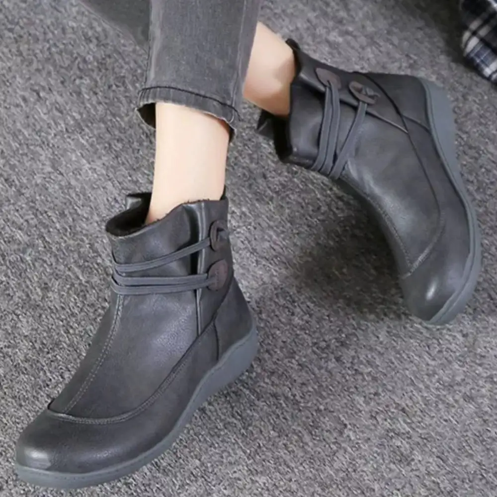 Button Detail Ankle Boots