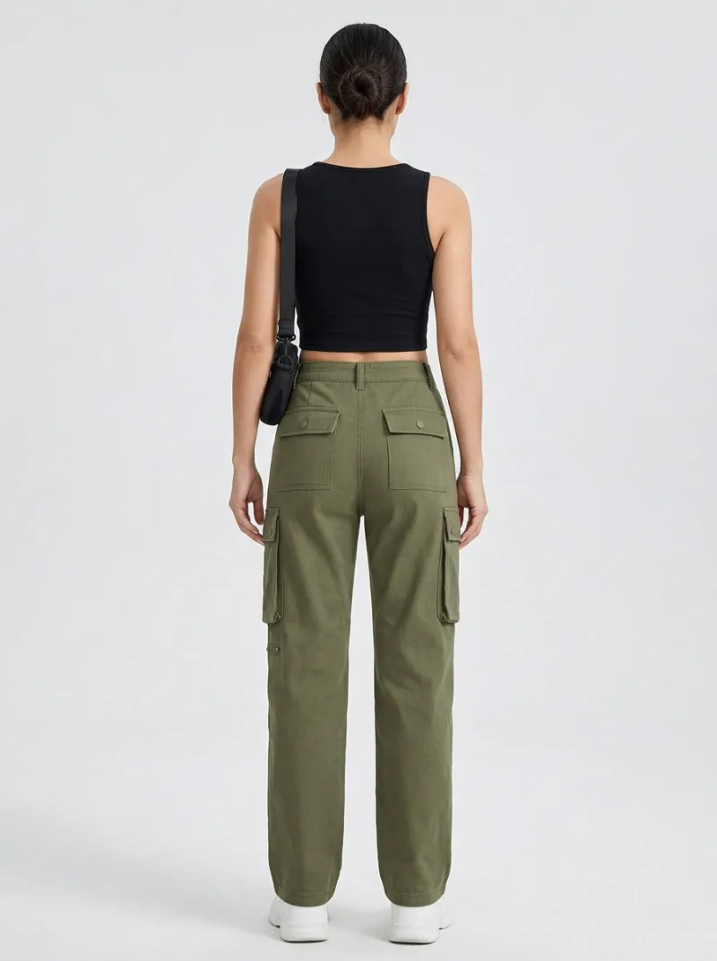 Core Embroidered Detail Multi Pocket Collection Women's Multi Pocket Cargo Pants