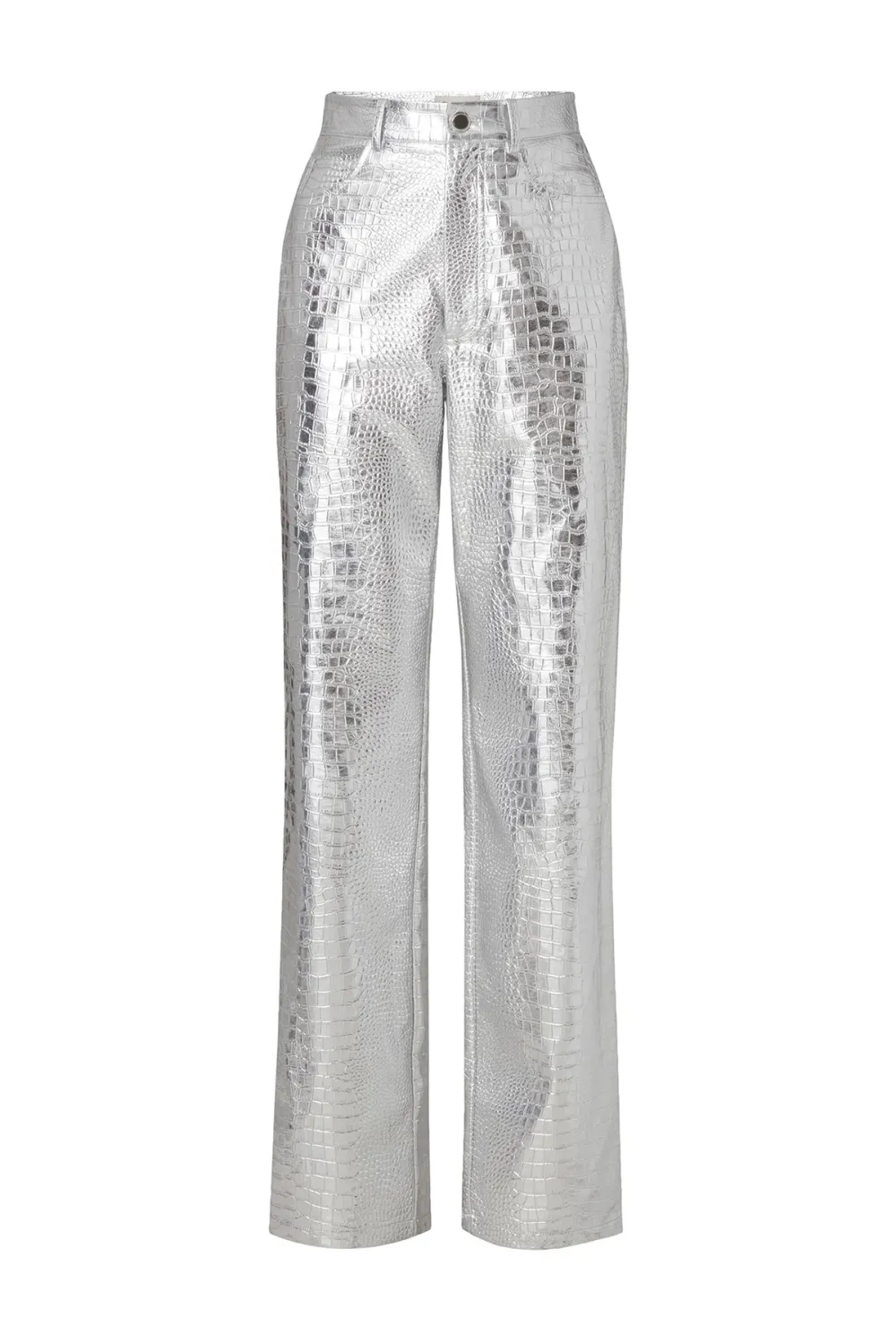 Straight Leg Metallic Trousers