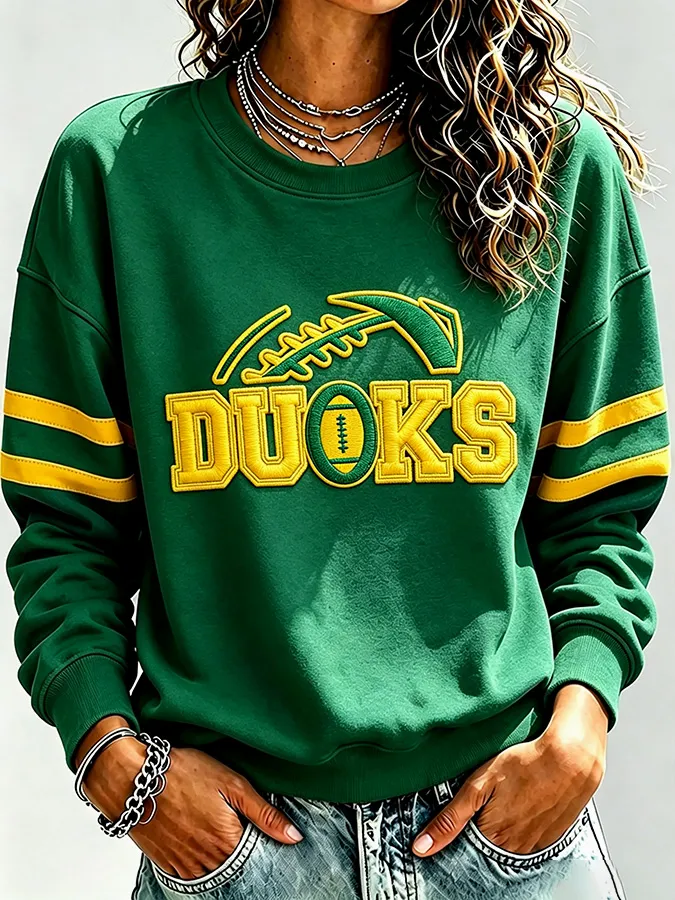 Women's Rugby Printed Round Neck T-shirt