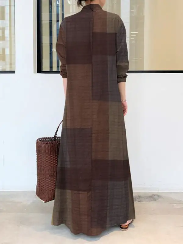Plaid Long Shirt Maxi Dress