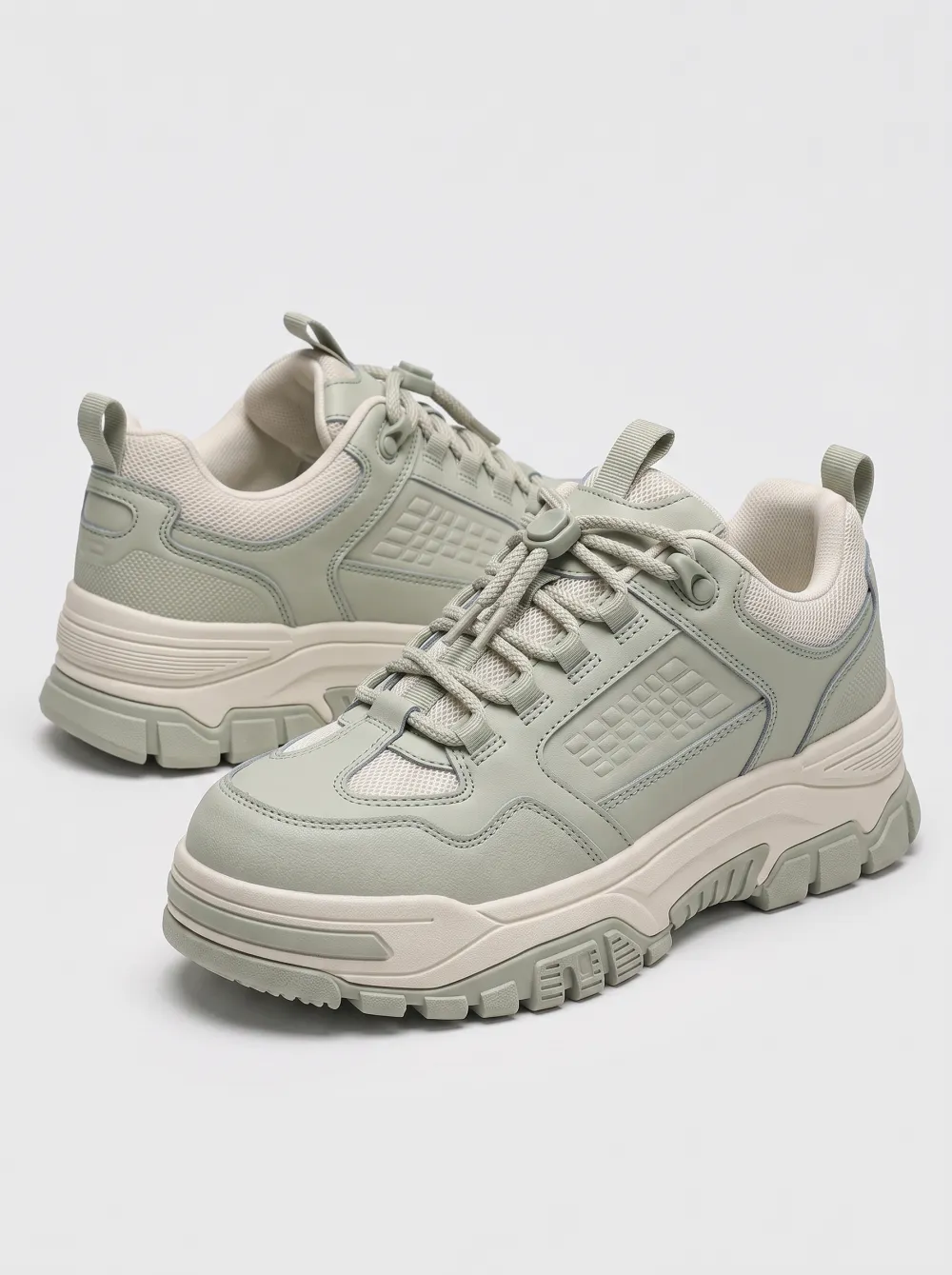 Men's Sage Green Chunky Platform Casual Sneakers