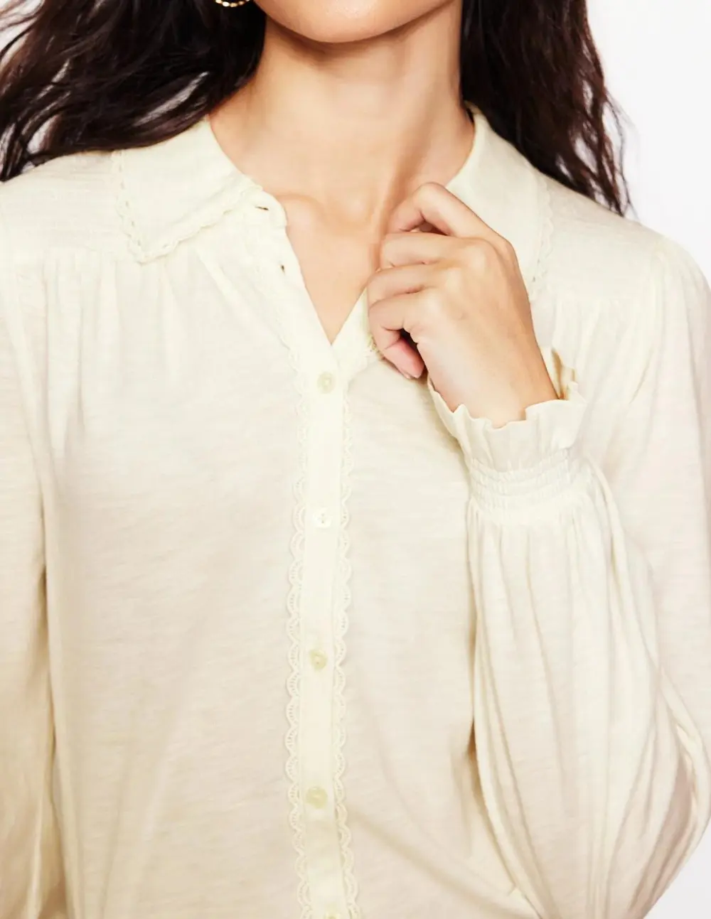 Smocked Jersey Shirt