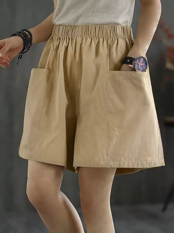 Elastic Waist Casual Shorts