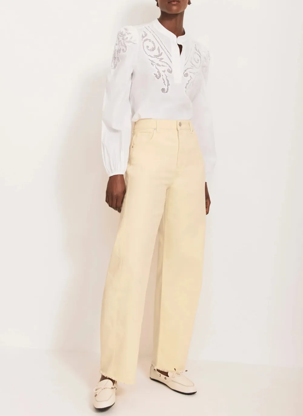 Plain Casual Style Wide-Leg Jeans