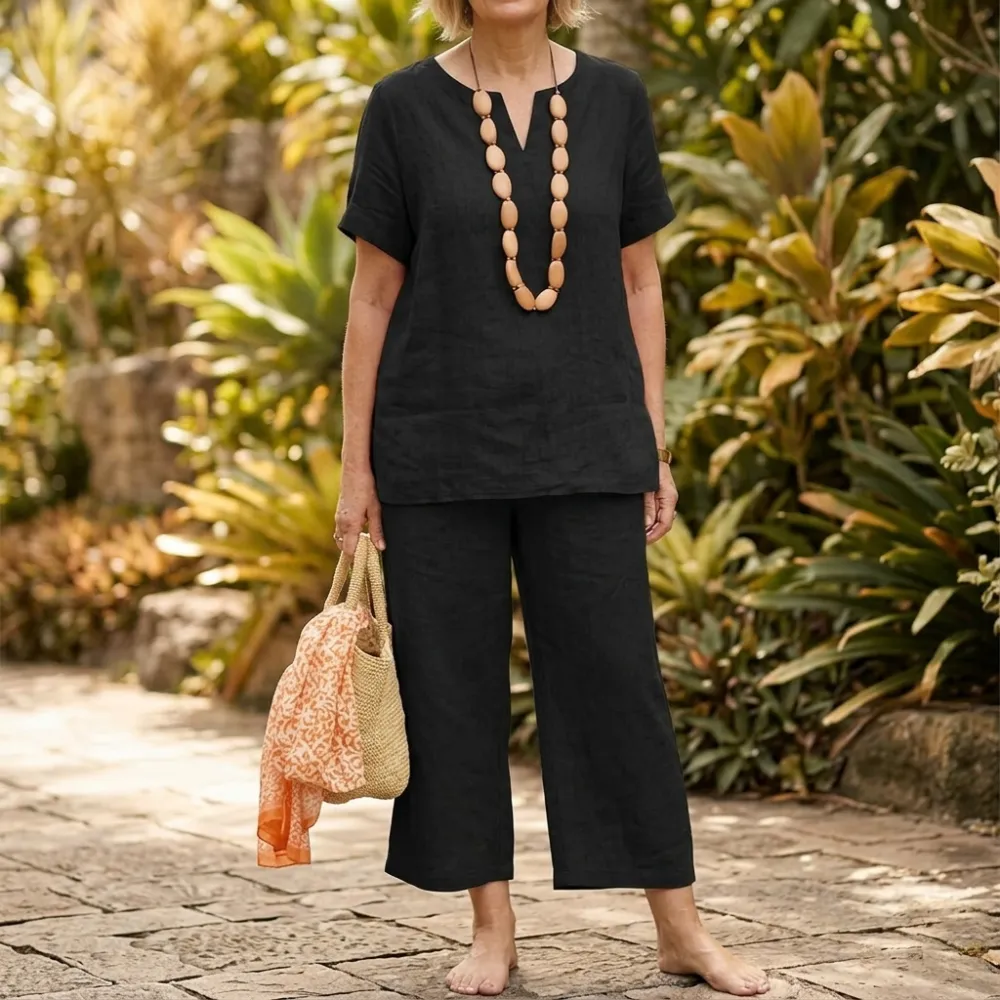 V Neck Top Pants Set
