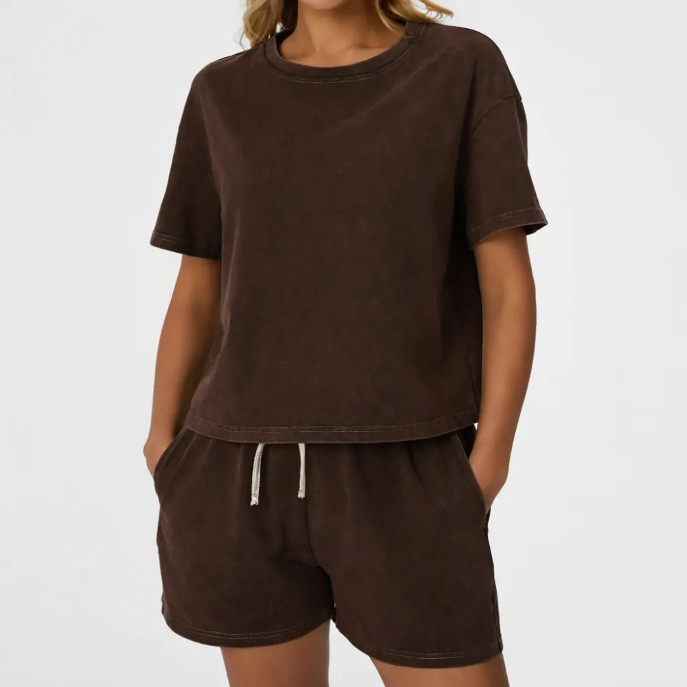 Women's Acid Wash Two-Piece Outfit