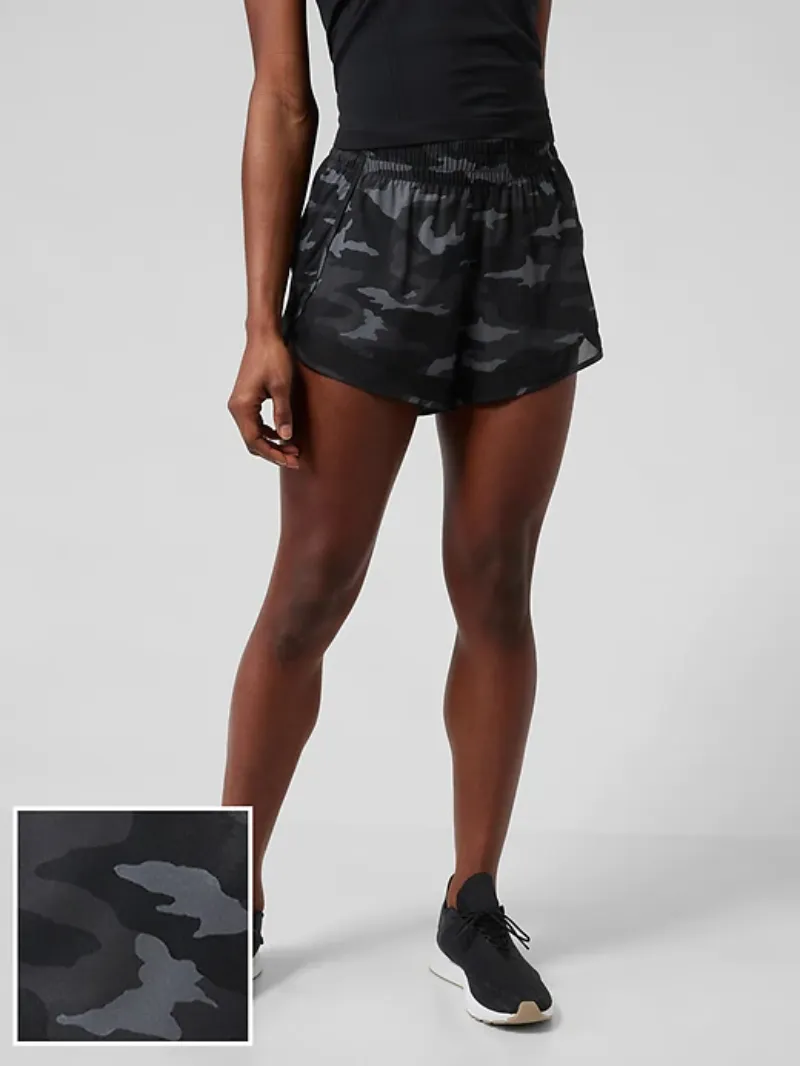 Black Patterned Athletic Shorts For Edgy Active Style