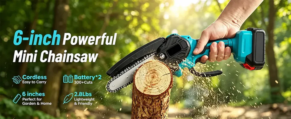 Cordless Pole Saw & Mini Chainsaw Garden Tool Set with Extension Pole for Tree Trimming