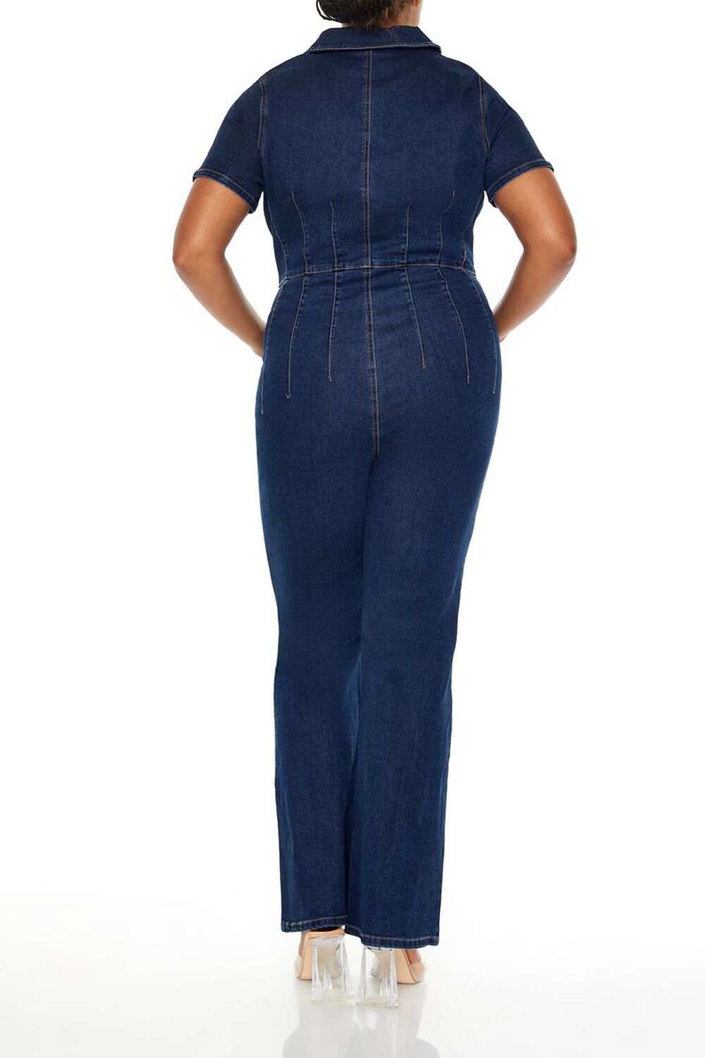 Plus Size Denim Zip-Up Jumpsuit