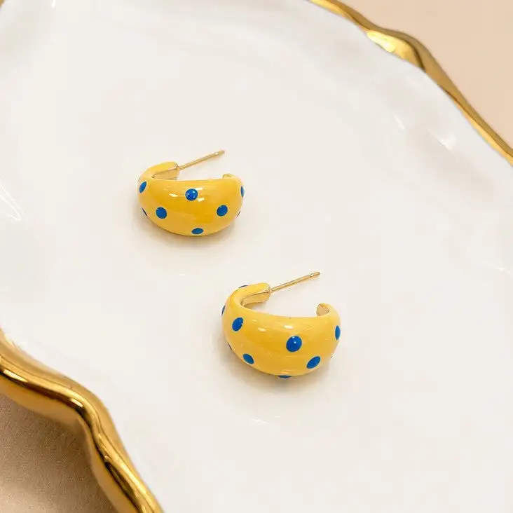 Butter Yellow Polkadot arrings