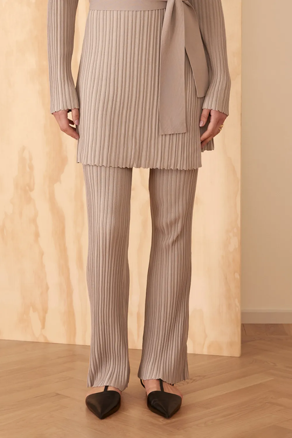 Rib Knitted Flared Trousers