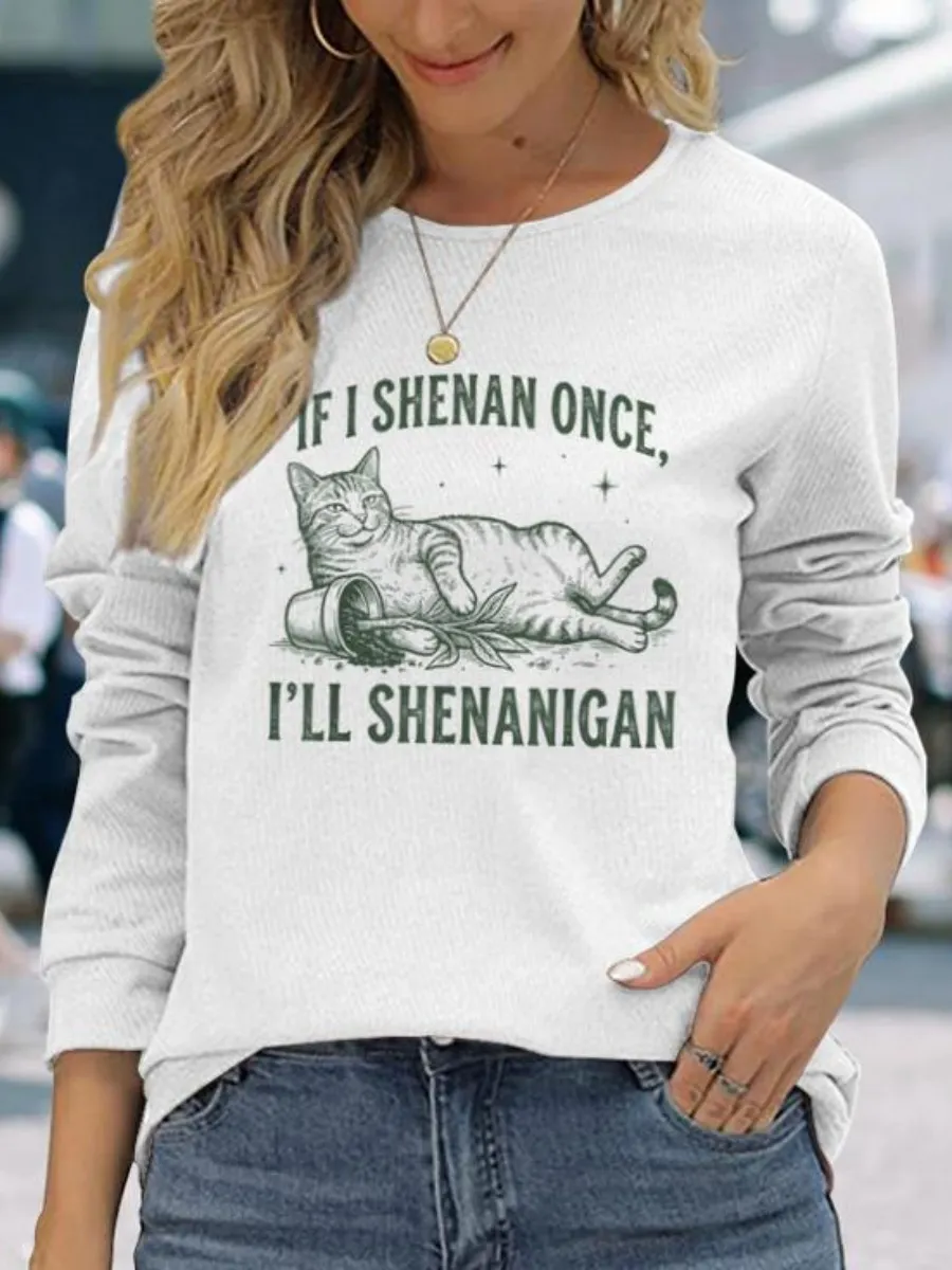 Shenanigan Cat Printed T-Shirt