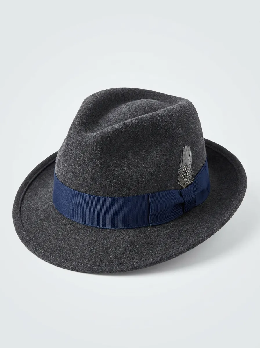 Quietly Elegant Wool Fedora with Feather