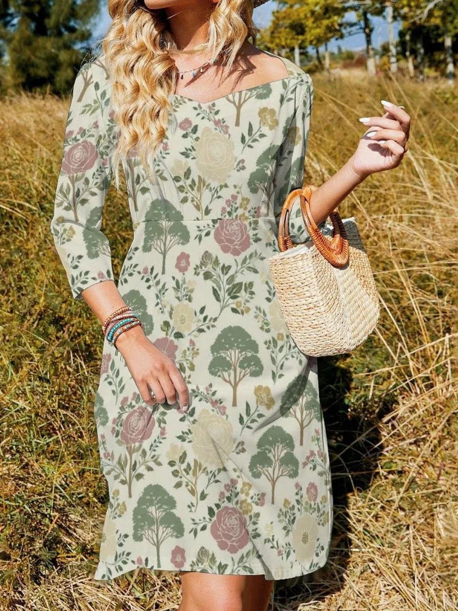 Vintage Floral A-Line Dress