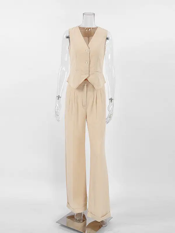 High Waist Relaxed Top And Pants Set